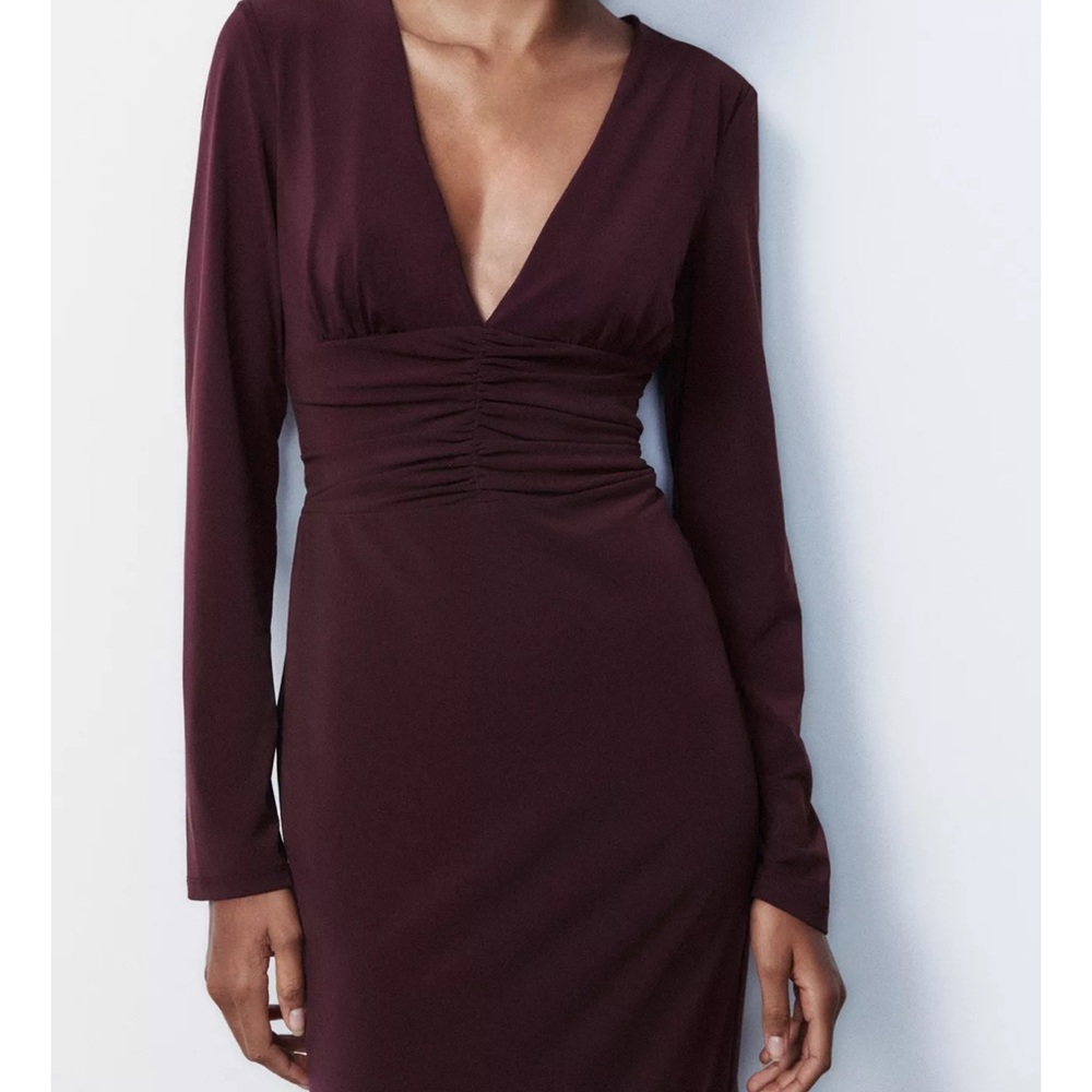 Zara Burgundy Long Sleeve Dress